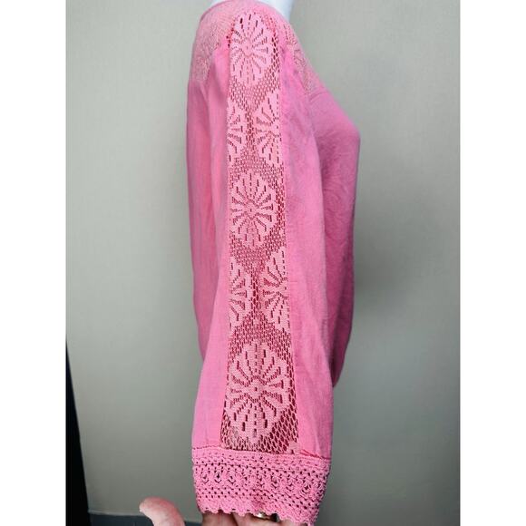 Vintage America Women's Small Blouse Pink Lace Accent Feminine Cottage Core - Picture 4 of 14